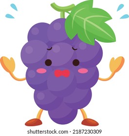 Ilustración de un lindo personaje de uva con aspecto impaciente