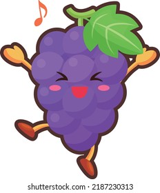 Illustration of a cute grape character who is very happy