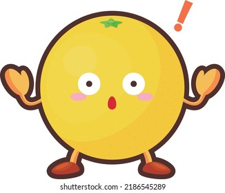 Illustration eines süßen Grapefruitcharakters überrascht