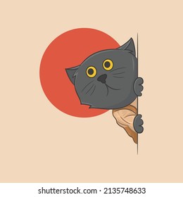 Illustration cute gray cat