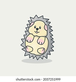 Illustration of a cute gray hedgehog in pastel colors
