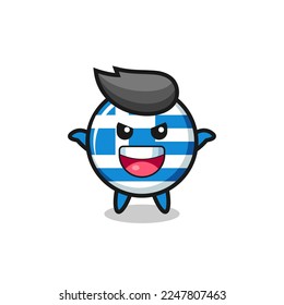 the illustration of cute greece flag doing scare gesture , cute style design for t shirt, sticker, logo element