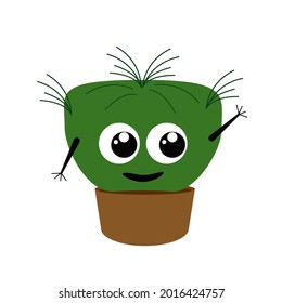 Illustration of a cute green cactus in the face. Isolated