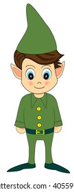 illustration of a cute green christmas elf