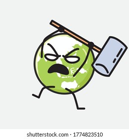 Ilustración del carácter de vector de la Tierra verde