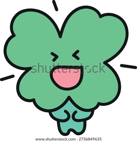 Illustration of a cute green four-leaf clover