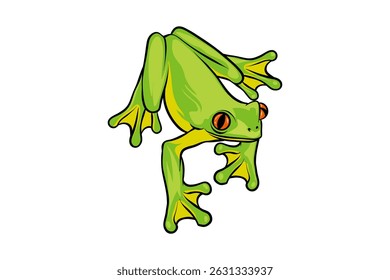 illustration of a cute green frog ready to jump