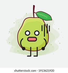 An illustration of Cute Green Guava Fruit Mascot Character