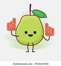 An illustration of Cute Green Guava Fruit Mascot Character