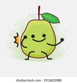 An illustration of Cute Green Guava Fruit Mascot Character