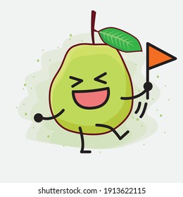 An illustration of Cute Green Guava Fruit Mascot Character