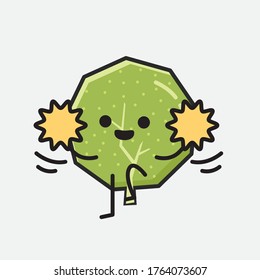 An illustration of Cute Green Tree Mascot Vector Character in Flat Design Style