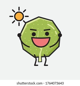Ilustración del carácter de vector de mascota de árbol verde puro en estilo de diseño plano