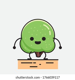 An illustration of Cute Green Tree Mascot Vector Character