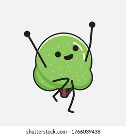 An illustration of Cute Green Tree Mascot Vector Character