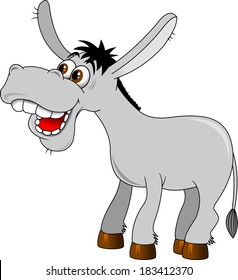 An illustration of a cute grey cartoon donkey character