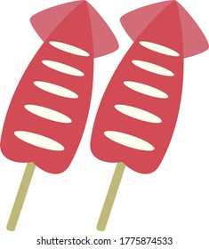 Illustration of cute grilled squid (white back)