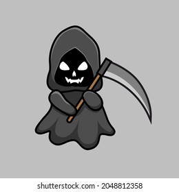 illustration of cute grim reaper vector design