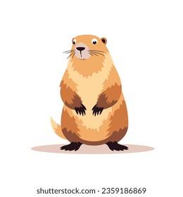 Illustration of a cute groundhog in a flat style. Animal character isolated on a white background.