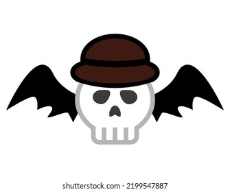 Ilustración de un lindo cráneo. Material de Halloween.