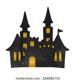 Illustration of a cute Halloween castle