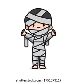 Illustration of cute halloween costume  mummy vector The Concept of Isolated Technology. Flat Cartoon Style Suitable for Landing Web Pages, Banners, Flyers, Stickers, Cards