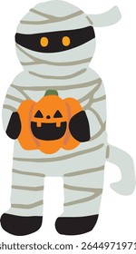 Illustration of a cute Halloween mummy man