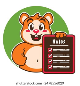 Illustration of Cute Hamster Cartoon Character Holding a Checklist or list of rules