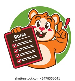 Illustration of Cute Hamster Cartoon Character Holding a Checklist or list of rules