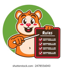 Illustration of Cute Hamster Cartoon Character Holding a Checklist or list of rules