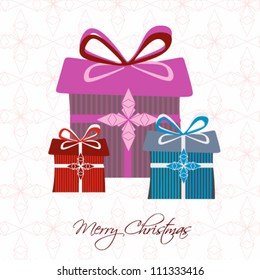 Illustration of cute, hand drawn style Christmas gift boxes