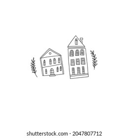 Illustration of cute hand-drawn houses.