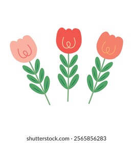 Illustration with cute handwritten pink flowers. cute flower wallpapers, backgrounds, cards, stickers