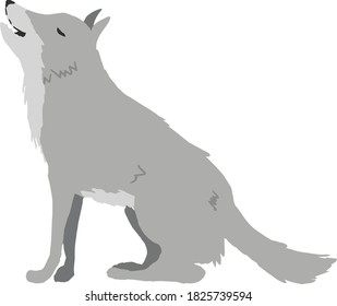 Illustration of a cute handwritten wolf howling