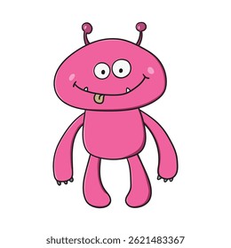 Illustration of cute and happy alien. Halloween vector design isolated