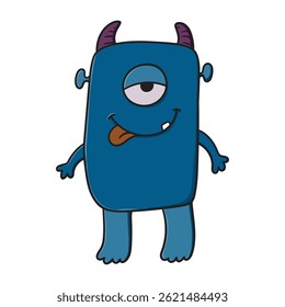 Illustration of cute and happy alien. Halloween vector design isolated