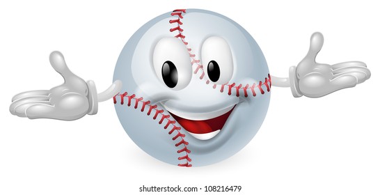 Illustration of a cute happy baseball ball mascot man