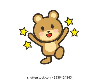 Illustration of a cute happy bear and a star