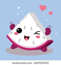 Illustration Of A Cute And Happy Cartoon Dragon Fruit Slice