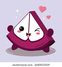 Illustration Of A Cute And Happy Cartoon Mangosteen Fruit Slice