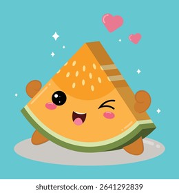 Illustration Of A Cute And Happy Cartoon Melon Fruit Slice