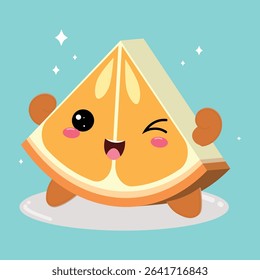 Illustration Of A Cute And Happy Cartoon Orange Fruit Slice