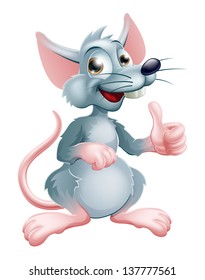 Illustration of a cute happy cartoon rat character