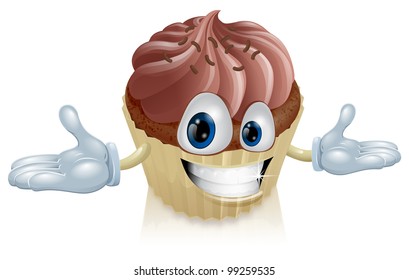 Illustration of a cute happy chocolate cake man