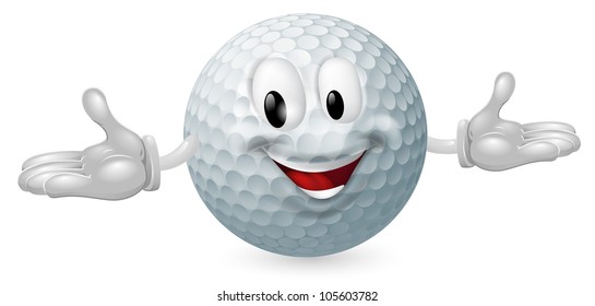 Illustration of a cute happy golf ball mascot man