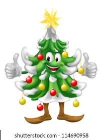 Illustration Of A Cute Happy Smiling Christmas Tree Mascot Doing A Thumbs Up