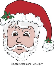 Illustration of a cute Santaâ€™s head. File contains no gradients.
