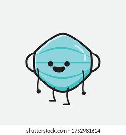 Illustration of Cute Health Mask Mascot Vector Character in Flat Design Style