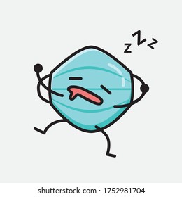 Illustration of Cute Health Mask Mascot Vector Character in Flat Design Style