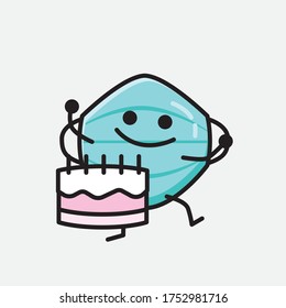 Illustration of Cute Health Mask Mascot Vector Character in Flat Design Style